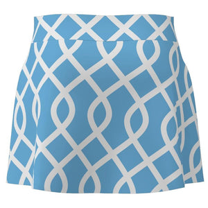 Light Blue Lattice Print Flounce Golf Skort-15" - ABSport