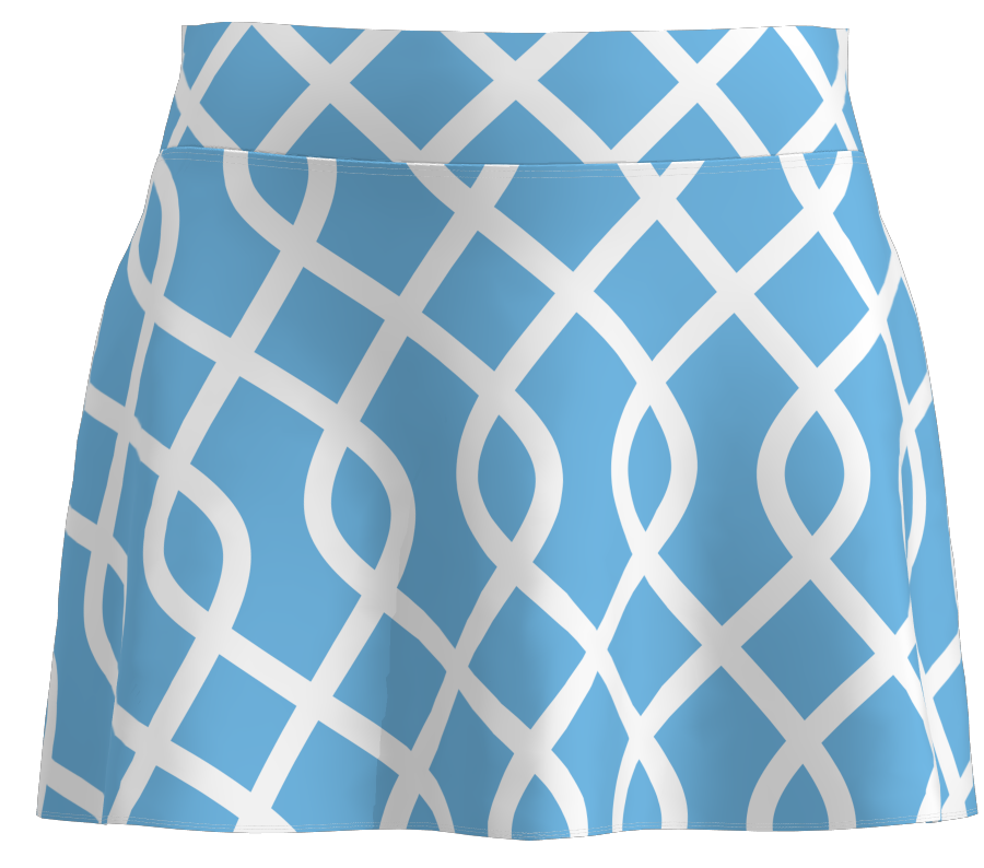 Light Blue Lattice Print Flounce Golf Skort-15" - ABSport
