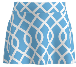 Light Blue Lattice Print Flounce Golf Skort-15" - ABSport
