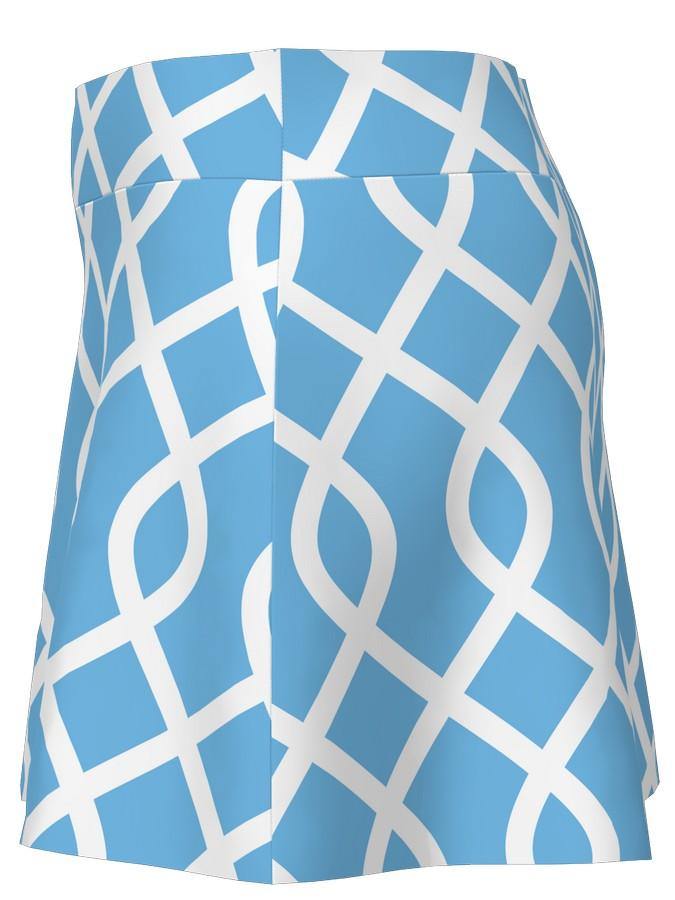 Light Blue Lattice Print Flounce Golf Skort-15" - ABSport